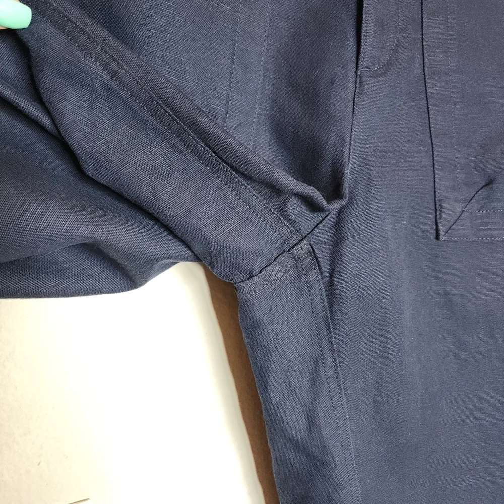 Banana Republic Linen Cotton Mya‎ Cargo Utility Pants Navy Blue Size 12